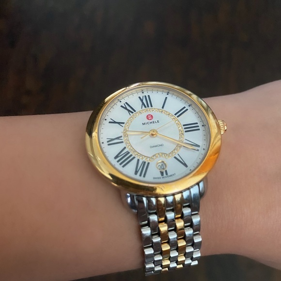 MICHELE SEREIN MID TWO TONE 18K DIAMOND DIAL WATCH